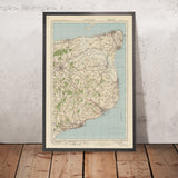 Carte Old Ordnance Survey, feuille 117 - East Kent, 1925 : Canterbury, Douvres, Folkestone, Broadstairs, Kent Downs AONB