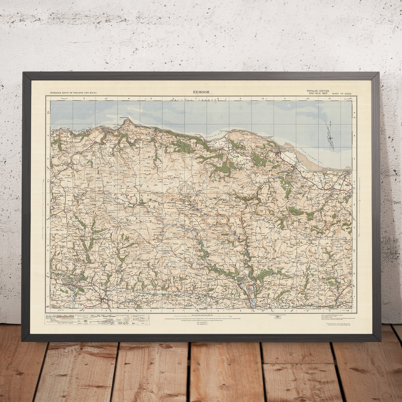 Old Ordnance Survey Map, Sheet 119 - Exmoor, 1925: Minehead, South Molton, Dunster, Watchet, Foreland Point
