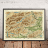 Alte OS-Karte von Zentral-Perthshire, Schottland von Bartholomew, 1901: Perth, Loch Tay, Ben Lawers, River Tay, Schiehallion, Crieff 