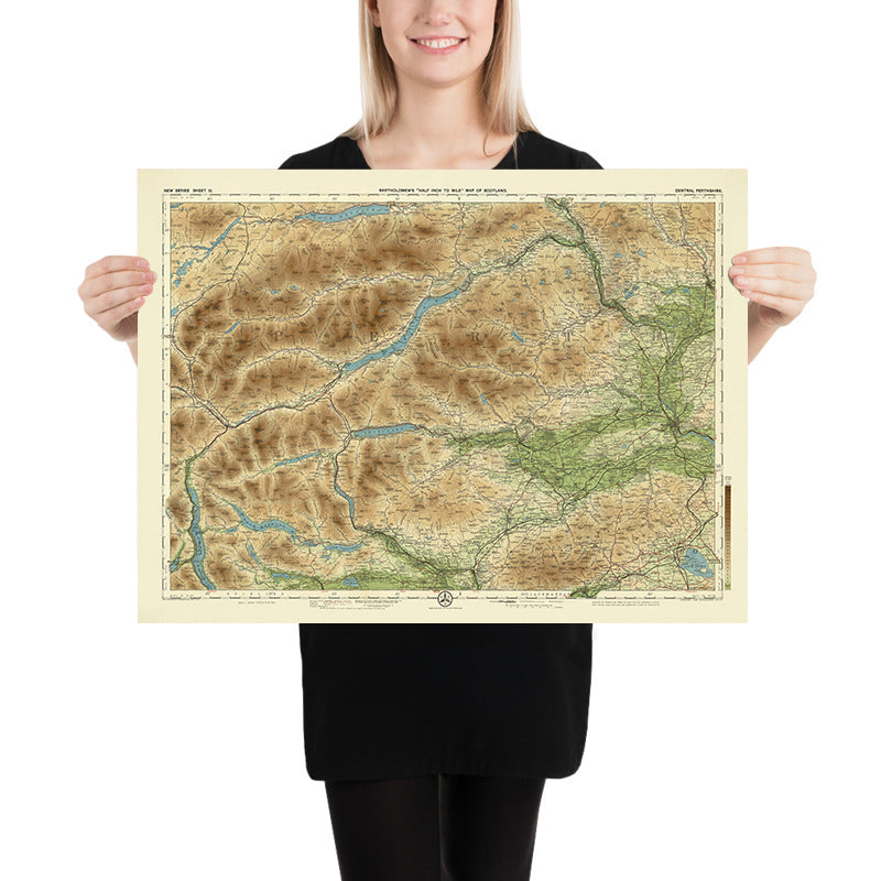 Alte OS-Karte von Zentral-Perthshire, Schottland von Bartholomew, 1901: Perth, Loch Tay, Ben Lawers, River Tay, Schiehallion, Crieff 