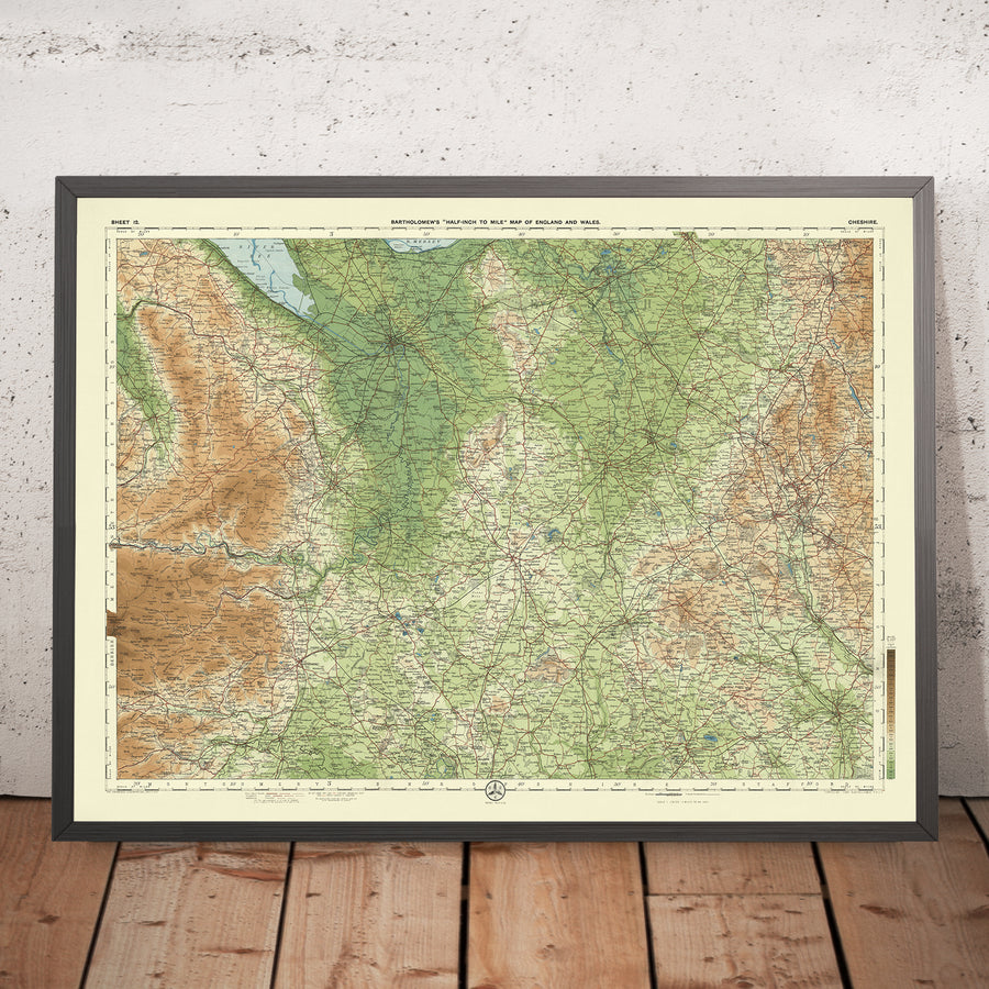 Vecchia mappa OS del Cheshire di Bartholomew, 1901: Chester, Crewe, Mersey, Catena dei Clwyd e Valle del Dee, Macclesfield 