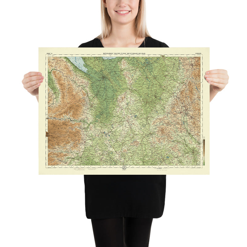 Vecchia mappa OS del Cheshire di Bartholomew, 1901: Chester, Crewe, Mersey, Catena dei Clwyd e Valle del Dee, Macclesfield 