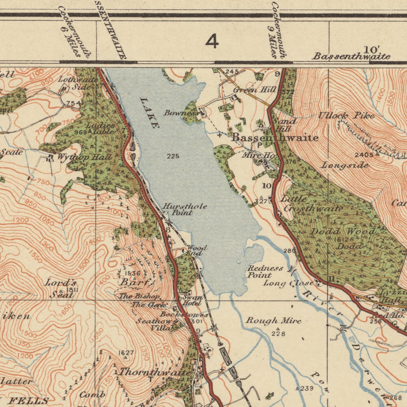 Old Ordnance Survey Map, Sheet 12 - Keswick & Ambleside, 1925: Buttermere, Lake Windermere, Derwent Water, Ullswater, Lake District