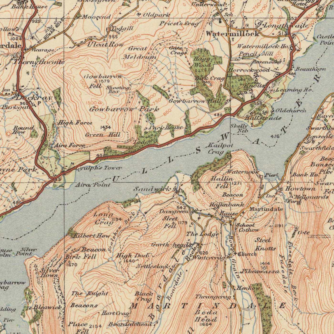 Old Ordnance Survey Map, Sheet 12 - Keswick & Ambleside, 1925: Buttermere, Lake Windermere, Derwent Water, Ullswater, Lake District
