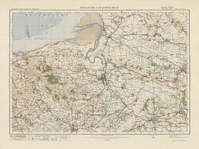 Old Ordnance Survey Map, Sheet 120 - Bridgwater & Quantock Hills, 1925: Taunton, Glastonbury, Williton, Highbridge, Burnham-on-Sea