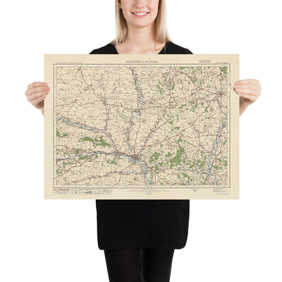 Mapa de Old Ordnance Survey, hoja 122 - Salisbury & Bulford, 1925: Andover, Amesbury, Wilton, Stockbridge, Cranborne Chase AONB