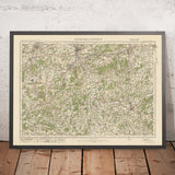 Carte Old Ordnance Survey, feuille 124 - Guildford & Horsham, 1925 : Aldershot, Farnham, Reigate, Godalming, Surrey Hills AONB