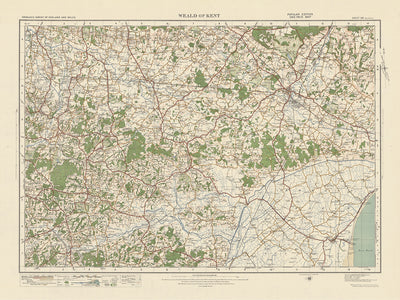 Old Ordnance Survey Map, Sheet 126 - Weald of Kent, 1925: Ashford, New Romney, Tenterden, Cranbrook, High Weald AONB