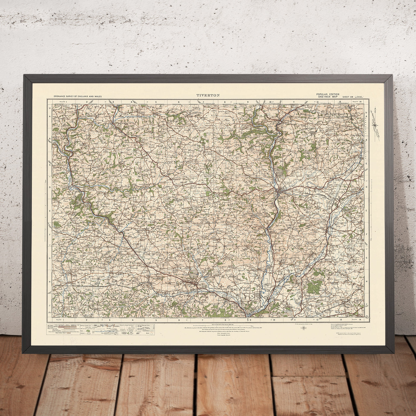 Mapa de Old Ordnance Survey, hoja 128 - Tiverton, 1925: Crediton, Cullompton, Bampton, Willand, North Tawton