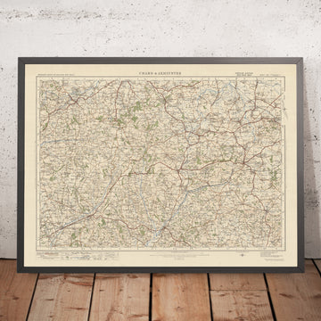 Old Ordnance Survey Map, Sheet 129 - Chard & Axminster, 1925: Honiton, Crewkerne, Ilminster, Wellington, Blackdown Hills AONB