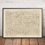 Vecchia mappa dell'Ordnance Survey, Foglio 129 - Chard & Axminster, 1925: Honiton, Crewkerne, Ilminster, Wellington, Colline di Blackdown AONB 