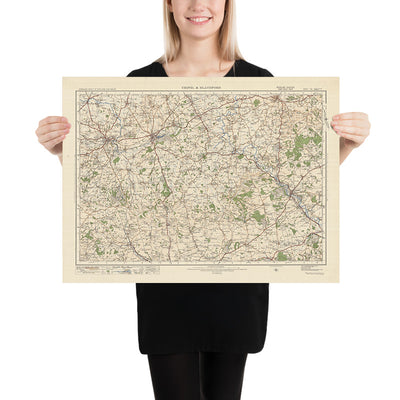 Old Ordnance Survey Map, Sheet 130 - Yeovil & Blandford, 1925: Sherborne, Shaftesbury, Ilchester, Maiden Newton, Dorset AONB