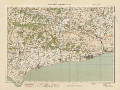 Alte Ordnance Survey-Karte, Blatt 133 - Chichester & Worthing, 1925: Bognor Regis, Littlehampton, Selsey, Worthing, Midhurst 