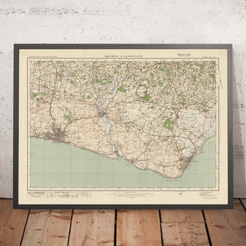 Alte Ordnance Survey-Karte, Blatt 134 - Brighton & Eastbourne, 1925: Lewes, Newhaven, Burgess Hill, Hassocks, Hailsham 