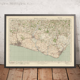 Carte Old Ordnance Survey, feuille 134 - Brighton et Eastbourne, 1925 : Lewes, Newhaven, Burgess Hill, Hassocks, Hailsham