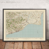 Carte Old Ordnance Survey, feuille 135 - Hastings, 1925 : Bexhill, Rye, Battle, Lydd, High Weald AONB