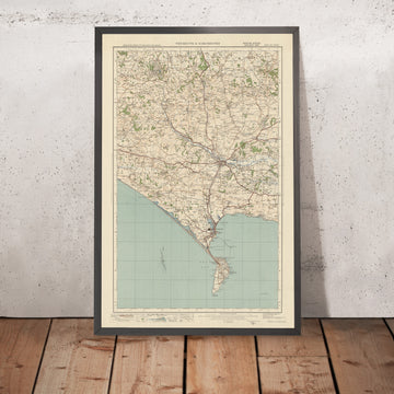 Mapa de Old Ordnance Survey, hoja 140 - Weymouth y Dorchester, 1925: Cerne Abbas, Puddletown, Abbotsbury, Isla de Portland, Dorset AONB