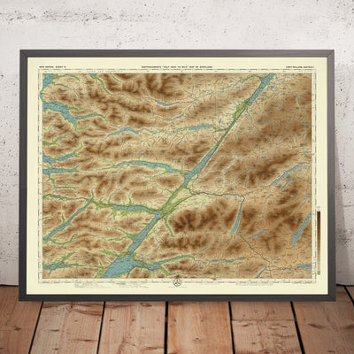 Old OS Map of Fort William District, Inverness-shire by Bartholomew, 1901: Ben Nevis, Loch Ness, Glen Nevis, Caledonian Canal, Loch Lochy