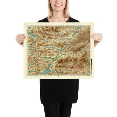 Old OS Map of Fort William District, Inverness-shire by Bartholomew, 1901: Ben Nevis, Loch Ness, Glen Nevis, Caledonian Canal, Loch Lochy