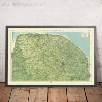 Mappa OS antica del Norfolk di Bartholomew, 1901: Norwich, Great Yarmouth, Foresta di Thetford, Fiume Yare, Casa di Sandringham, Punto di Blakeney 