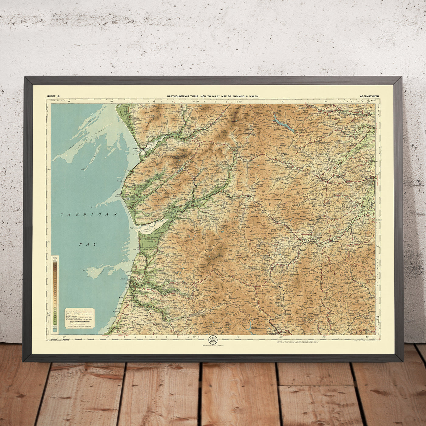 Old OS Map of Ceredigion & Montgomeryshire by Bartholomew, 1901: Aberystwyth, Cardigan Bay, Plynlimon, Southern Snowdonia, Cambrians
