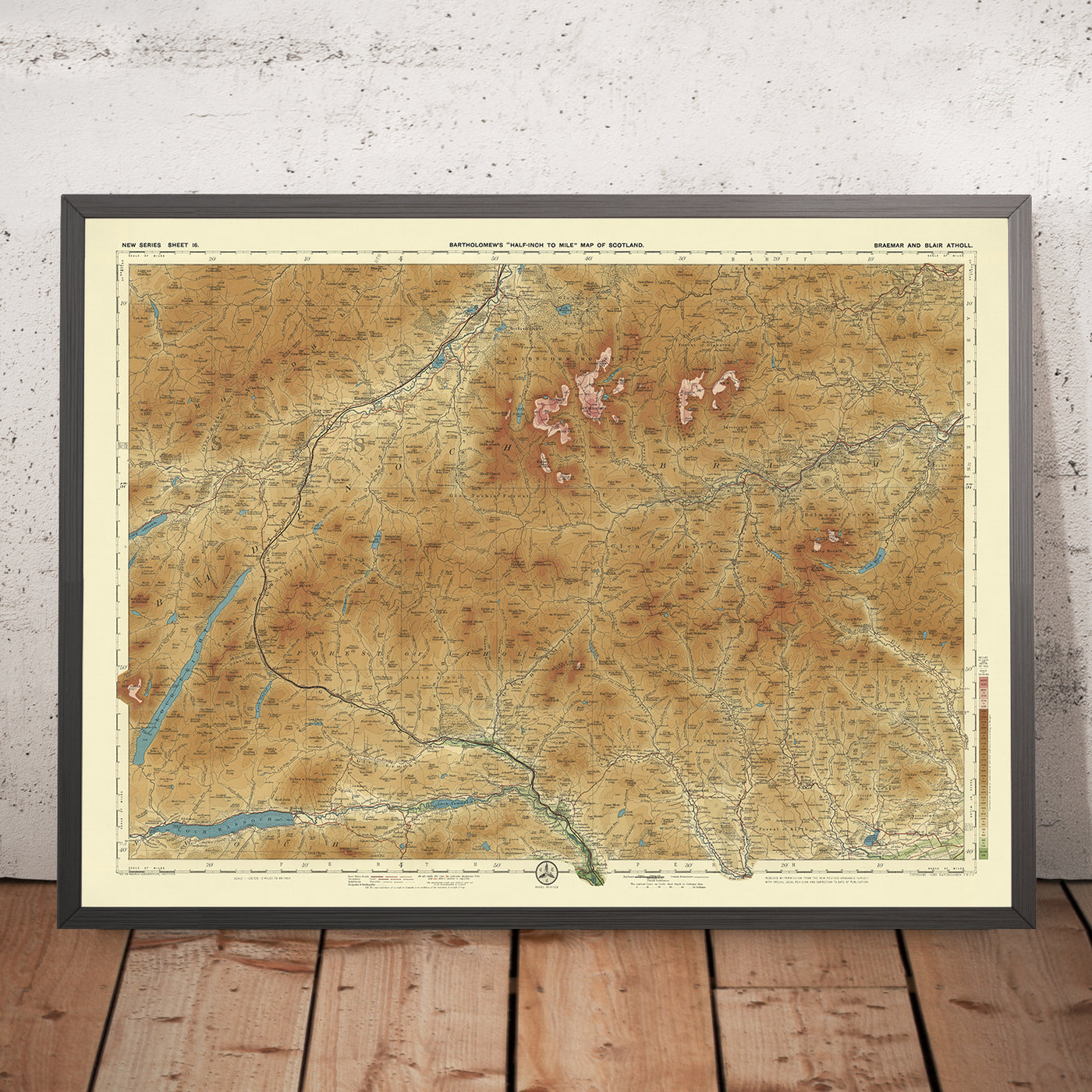 Old OS Map of Braemar and Blair Atholl by Bartholomew, 1901: Cairngorms, Ben Macdui, River Dee, Loch Tummel, Balmoral Castle