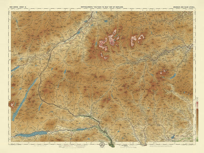 Old OS Map of Braemar and Blair Atholl by Bartholomew, 1901: Cairngorms, Ben Macdui, River Dee, Loch Tummel, Balmoral Castle