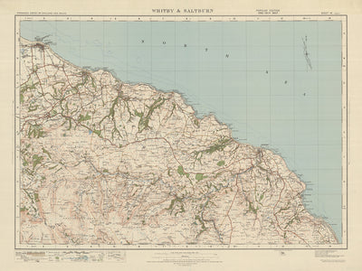 Alte Ordnance Survey Karte, Blatt 16 - Whitby & Saltburn, 1925: Redcar, Guisborough, Marske-by-the-sea, Loftus, Nationalpark North York Moors 