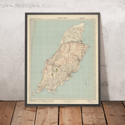 Antiguo mapa Ordnance Survey, hoja 17 - Isla de Man, 1925: Douglas, Peel, Castletown, Ramsey, Port Erin