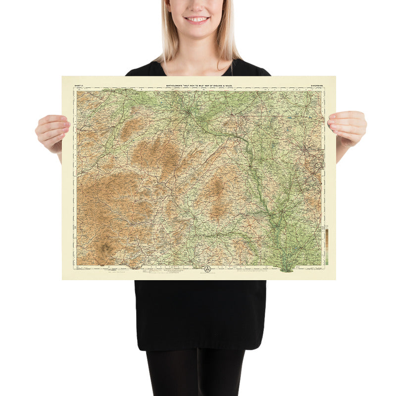 Old OS Map of Shropshire by Bartholomew, 1901: Shrewsbury, Telford, Ludlow, Long Mynd, Ironbridge, Wenlock Edge