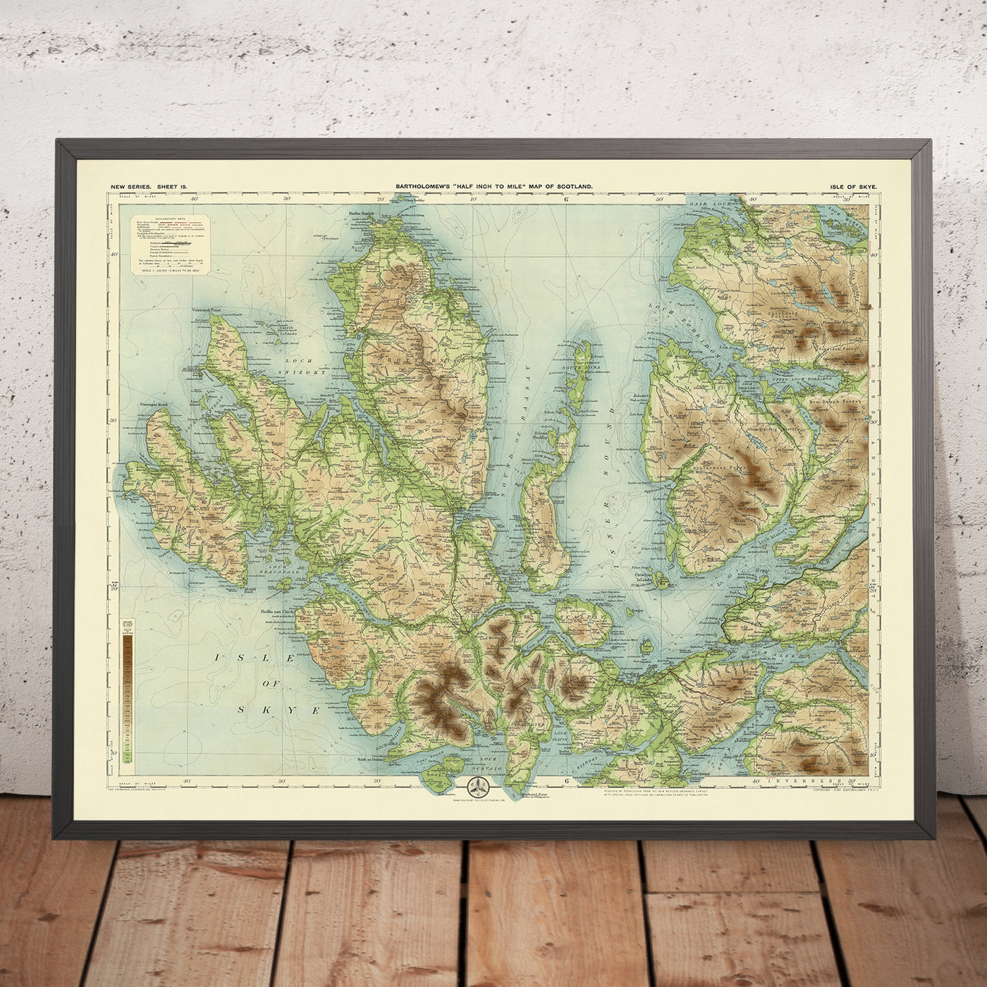 Alte OS-Karte von Isle of Skye von Bartholomew, 1901: Portree, Cuillin Hills, Loch Snizort, Dunvegan Castle, Raasay, The Storr 