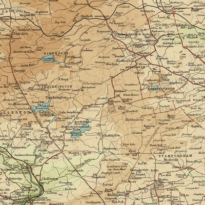 Old OS Map of Northumberland - South by Bartholomew, 1901: Newcastle, Sunderland, Tyne, National Park, Hadrian's Wall, North Sea