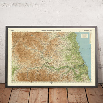 Mapa antiguo del OS de Northumberland - Sur por Bartholomew, 1901: Newcastle, Sunderland, Tyne, Parque Nacional, Muro de Adriano, Mar del Norte 