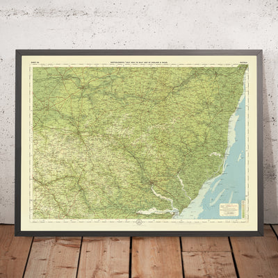 Antiguo mapa OS de Suffolk, Inglaterra por Bartolomé, 1901: Ipswich, Lowestoft, río Orwell, castillo de Framlingham, Orford Ness, bosque de Thetford
