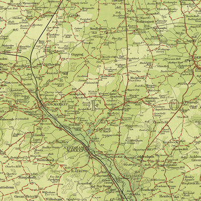Antiguo mapa OS de Suffolk, Inglaterra por Bartolomé, 1901: Ipswich, Lowestoft, río Orwell, castillo de Framlingham, Orford Ness, bosque de Thetford