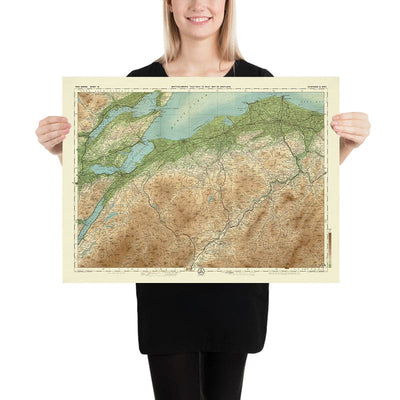 Alte OS-Karte von Inverness & Spey, Schottisches Hochland von Bartholomew, 1901: Inverness, Loch Ness, Cairngorms, Culloden, Moray Firth 