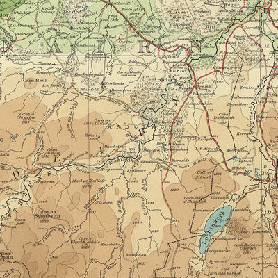 Alte OS-Karte von Inverness & Spey, Schottisches Hochland von Bartholomew, 1901: Inverness, Loch Ness, Cairngorms, Culloden, Moray Firth 