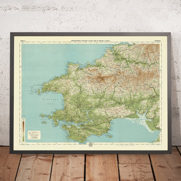 Ancienne carte OS du Pembrokeshire par Bartholomew, 1901 : Haverfordwest, Tenby, collines de Preseli, baie de St Brides, châteaux, Carmarthen 