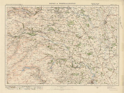Alte Ordnance Survey-Karte, Blatt 21 - Ripon & Northallerton, 1925: Leyburn, Masham, Bedale, Bolton Castle, Nidderdale AONB 