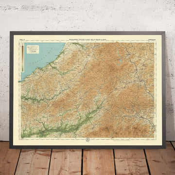 Ancienne carte OS du Carmarthenshire par Bartholomew, 1901 : Brecon Beacons, Llandeilo, rivière Towy, baie de Cardigan, Black Mountain, Llyn y Fan Fach 