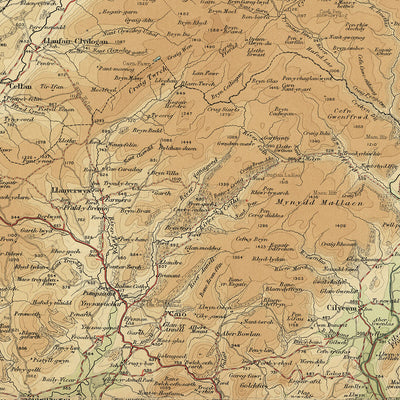 Old OS Map of Carmarthenshire by Bartholomew, 1901: Brecon Beacons, Llandeilo, River Towy, Cardigan Bay, Black Mountain, Llyn y Fan Fach