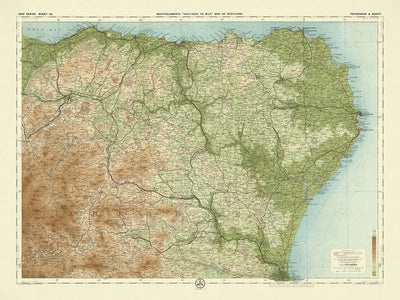 Old OS Map of Peterhead & Banff, Aberdeenshire by Bartholomew, 1901: Aberdeen, River Dee, Bennachie, Slains Castle, Fyvie Castle