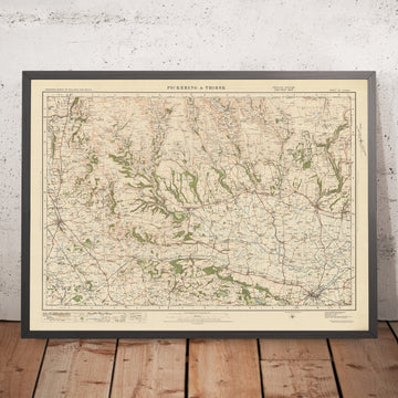 Alte Ordnance Survey-Karte, Blatt 22 - Pickering & Thirsk, 1925: Malton, Helmsley, Kirkbymoorside, Howardian Hills AONB, North York Moors Nationalpark 
