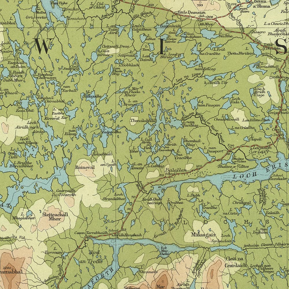Alte OS-Karte der Äußeren Hebriden, Lewis & Harris von Bartholomew, 1901: Stornoway, Clisham, Callanish-Steine 