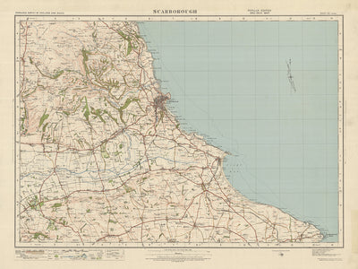 Mapa antiguo de Ordnance Survey, hoja 23 - Scarborough, 1925: Filey, Hunmanby, Sherburn, Parque Forestal de North Riding, Reserva Natural de Flamborough Outer Headlands