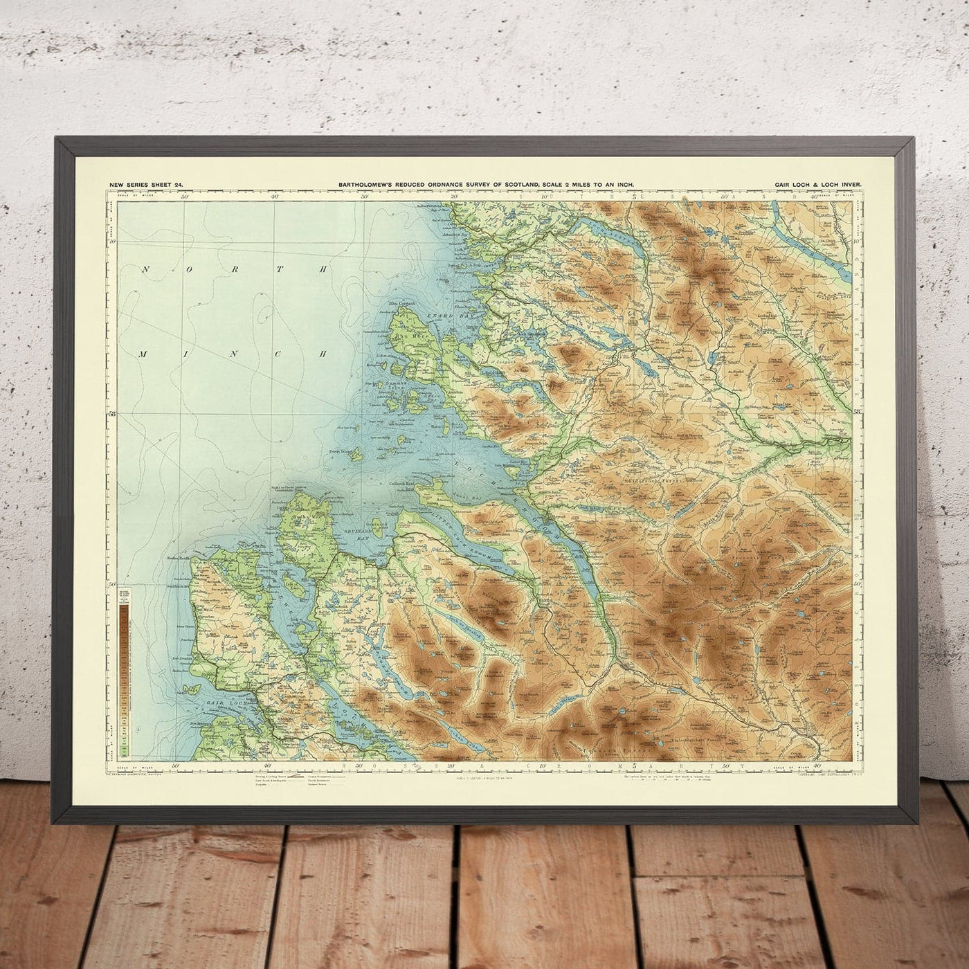 Antiguo mapa OS de Gair Loch y Loch Inver, Tierras Altas de Escocia por Bartholomew, 1901: Ullapool, Loch Maree, Suilven, An Teallach, Castillo de Ardvreck, River Ewe