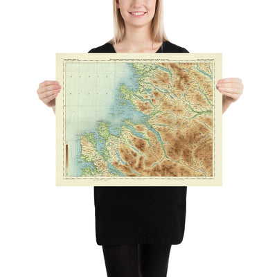 Antiguo mapa OS de Gair Loch y Loch Inver, Tierras Altas de Escocia por Bartholomew, 1901: Ullapool, Loch Maree, Suilven, An Teallach, Castillo de Ardvreck, River Ewe