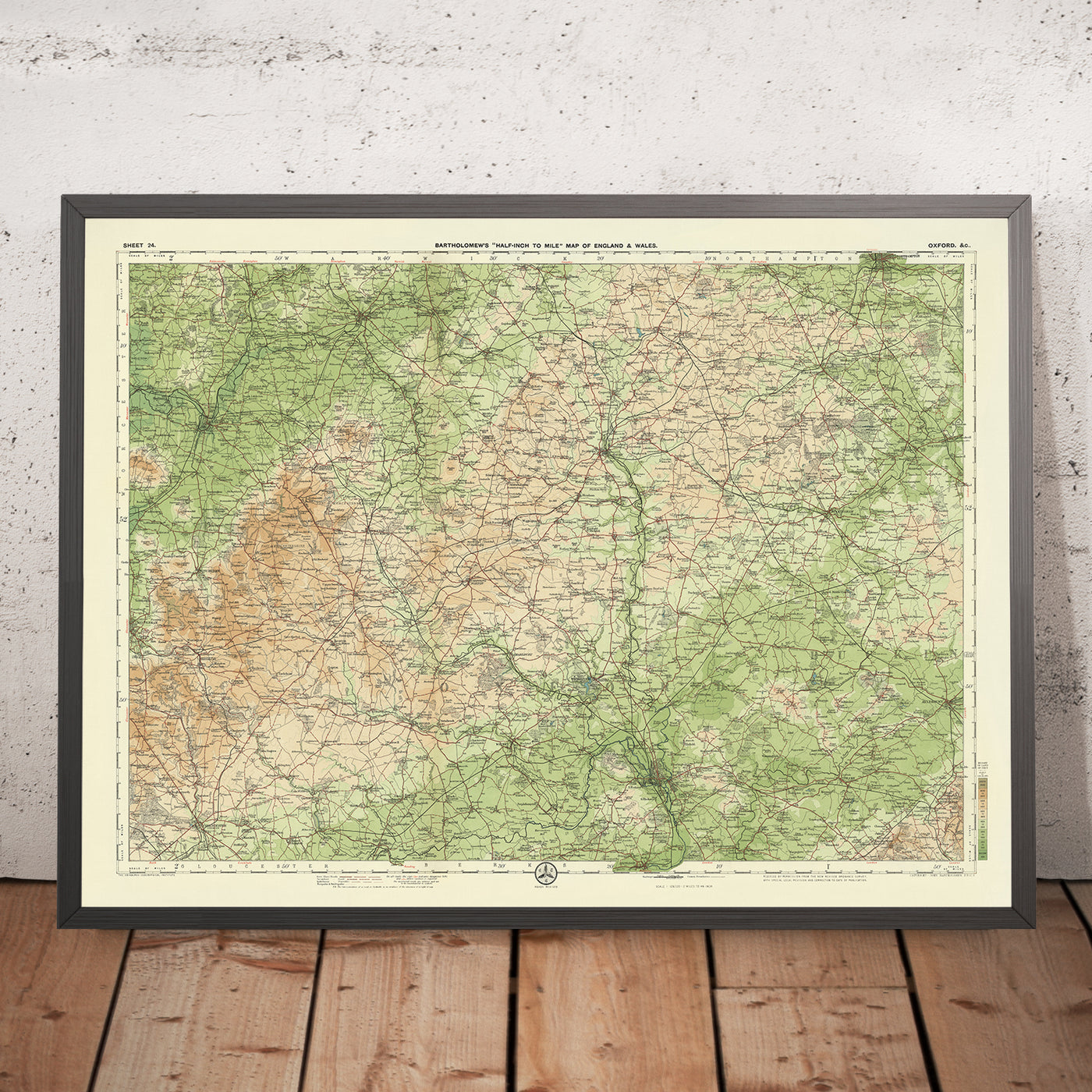 Old OS Map of Oxford by Bartholomew, 1901: Oxfordshire, Thames, Chiltern Hills, Blenheim Palace, Cotswolds, Wychwood Forest