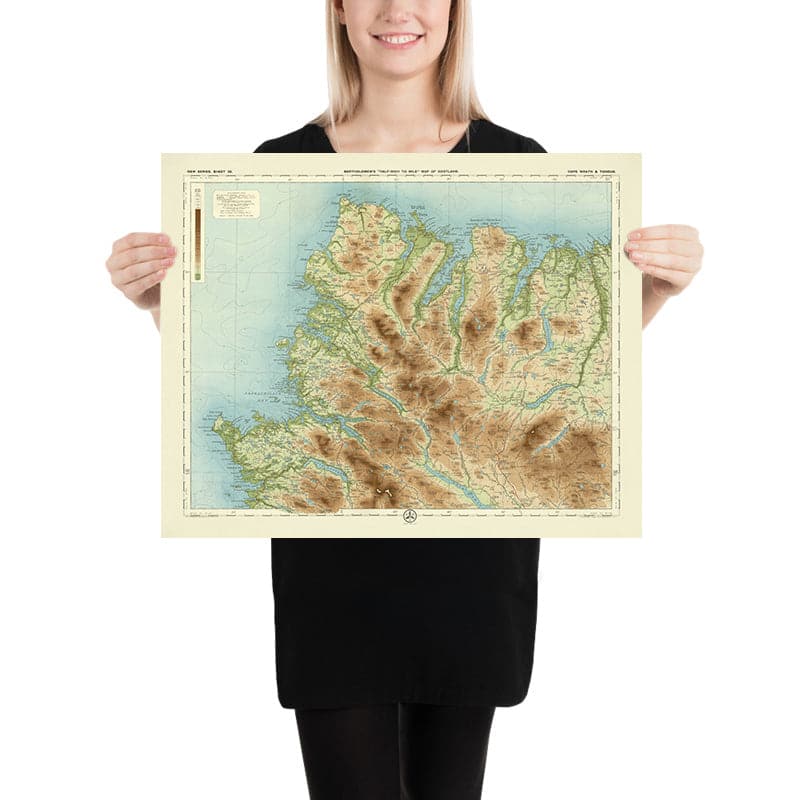 Mappa OS antica di Cape Wrath e Tongue, Sutherland di Bartholomew, 1901: Ben Hope, Loch Eriboll, Kyle di Durness, Ben Loyal 