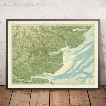 Alte OS-Karte von Essex von Bartholomew, 1901: Chelmsford, Colchester, Fluss Thames, Epping Forest, Tilbury Fort, Mündung der Themse 